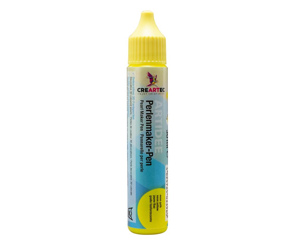 CREARTEC Perlenmaker neon gelb - zum Gestalten von dekorativen 3D Perlen auf Textilien und mehr - waschbar - 30ml - 7232645