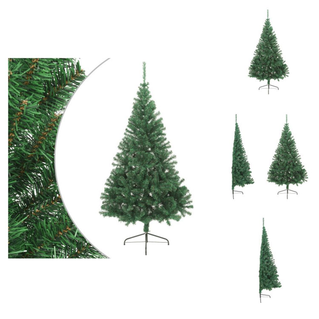 vidaXL Künstlicher Halb-Weihnachtsbaum mit Ständer Grün 180 cm PVC - Weihnachtsbäume