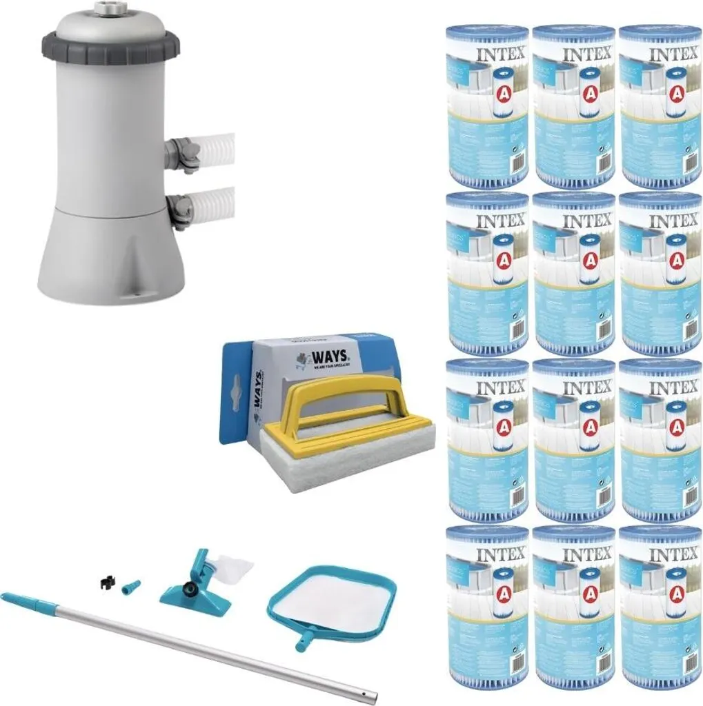 Set Manutenzione Piscina WAYS - Pompa 2271 L/u + 12 Ricambi Filtro A