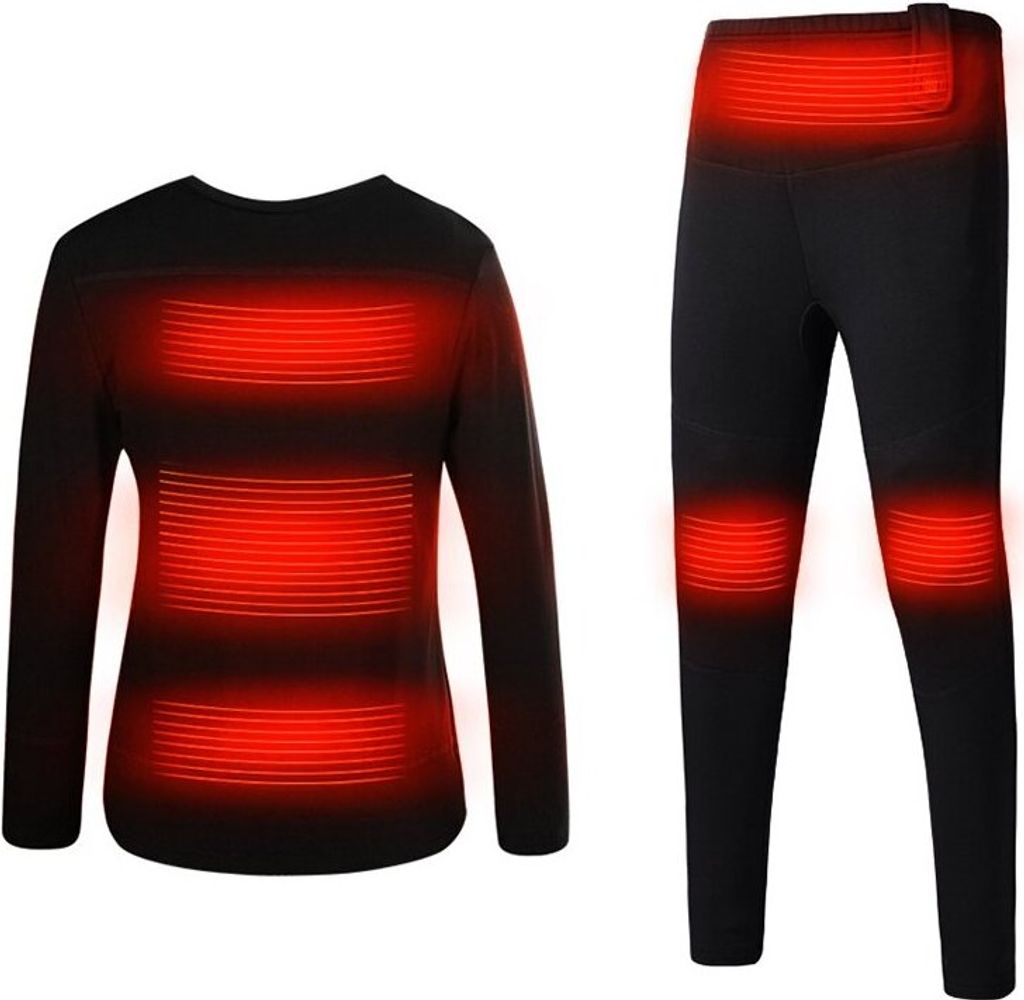 Herren Frauen elektrisch beheizte Unterhose Shirt + Hose Outdoor Unterwäsche Set Kleidung Wandern Skifahren Motorrad Radfahren Warm USB Wärme Win...