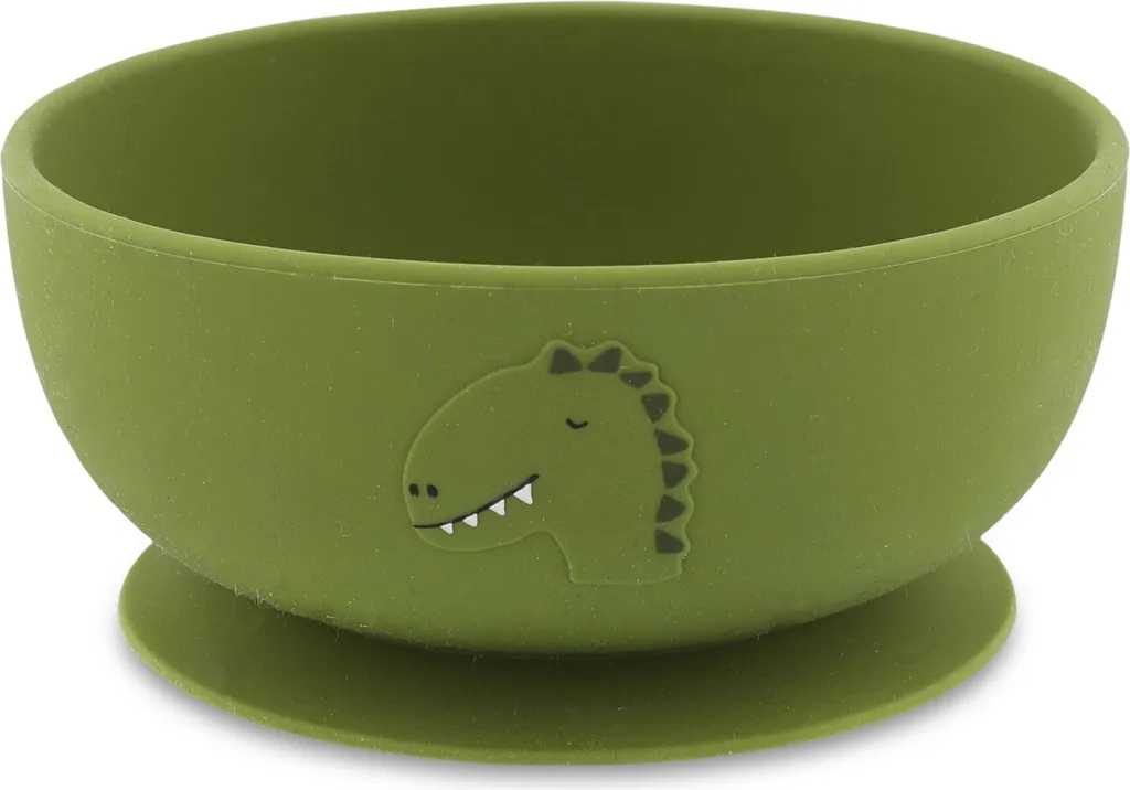 Bol bébé en silicone avec ventouse Trixie Dino pour repas autonome
