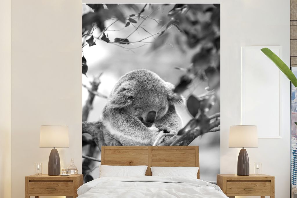 MuchoWow Fototapete für Wohnzimmer oder Schlafzimmer Wandtapete Vinyl Motivtapete Koala - Äste - Schlaf - Kinder - Jungen - Mädchen - 145x220 ...