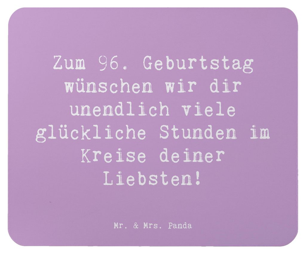 Mr. & Mrs. Panda Mauspad Spruch 96. Geburtstag Freude - Lavendeltraum - Geschenk, Erinnerungen, Happy Birthday, glückliche Stunden, Dankbarkeit, M...