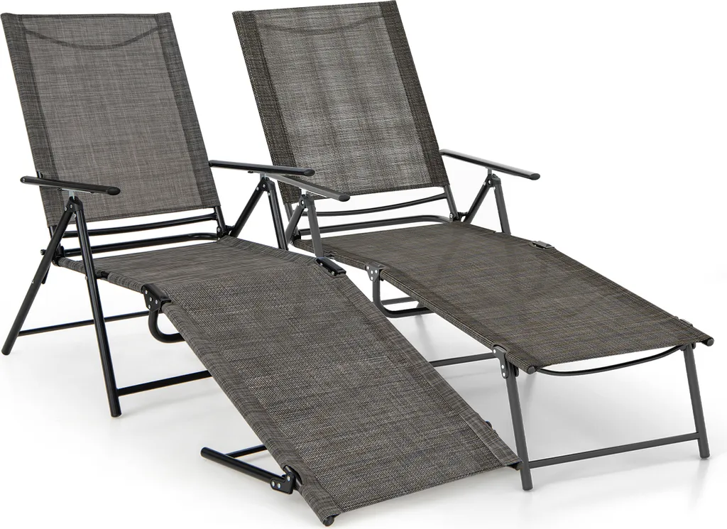 COSTWAY Set 2 Sdraio Giardino Marrone: Ergonomia e Portata 150kg