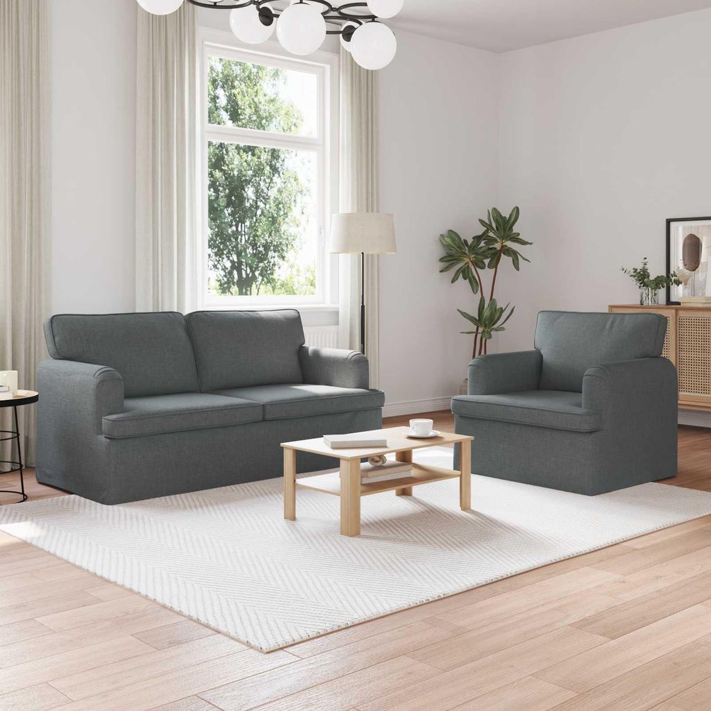 "Spring Sale"2-Sitzer Sofa Couch 140cm - 2 pcs - elegantes Design - Doppelsofa - Couch - Dunkelgrau Metall NEU531019 - Klassische Sofas