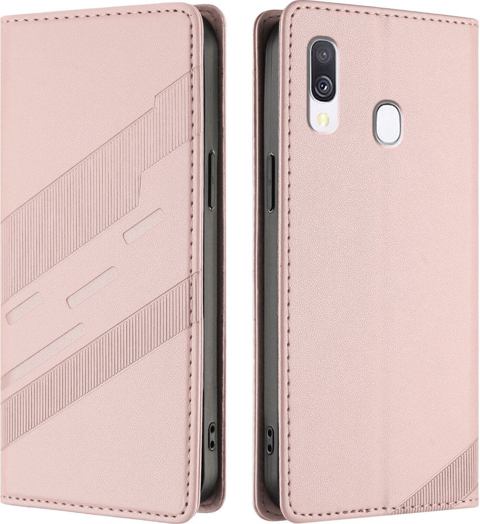 Hülle für Samsung Galaxy A40, Kunstleder Brieftaschen Handyhülle mit Kartenfach und Standfunktion Pink