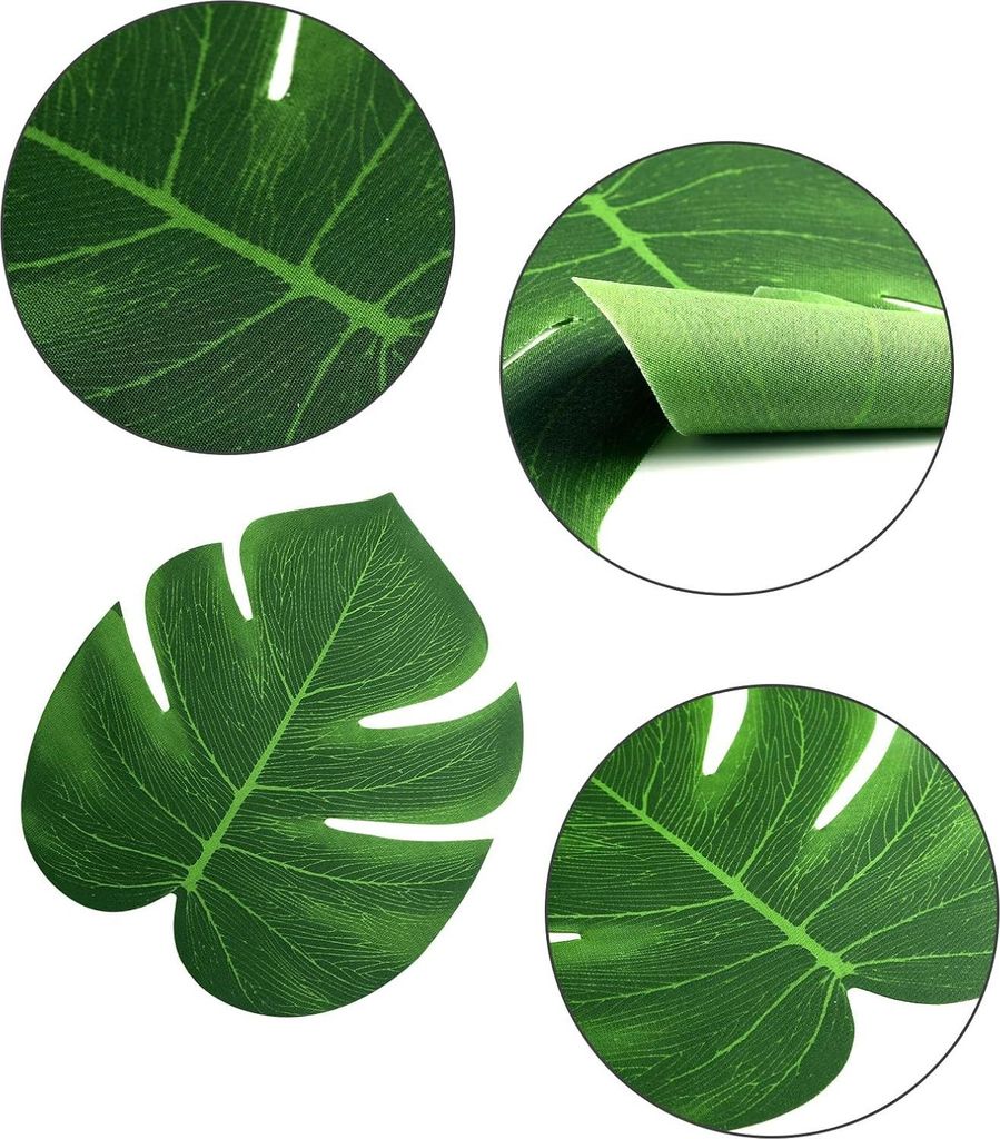 50 Stück Kunstpflanzen Palmblätter - 15cm Tropische Kunstblätter - Grüne Kunst Monstera Blätter für Hawaiian Luau Dschungelparty Safari Gebur...