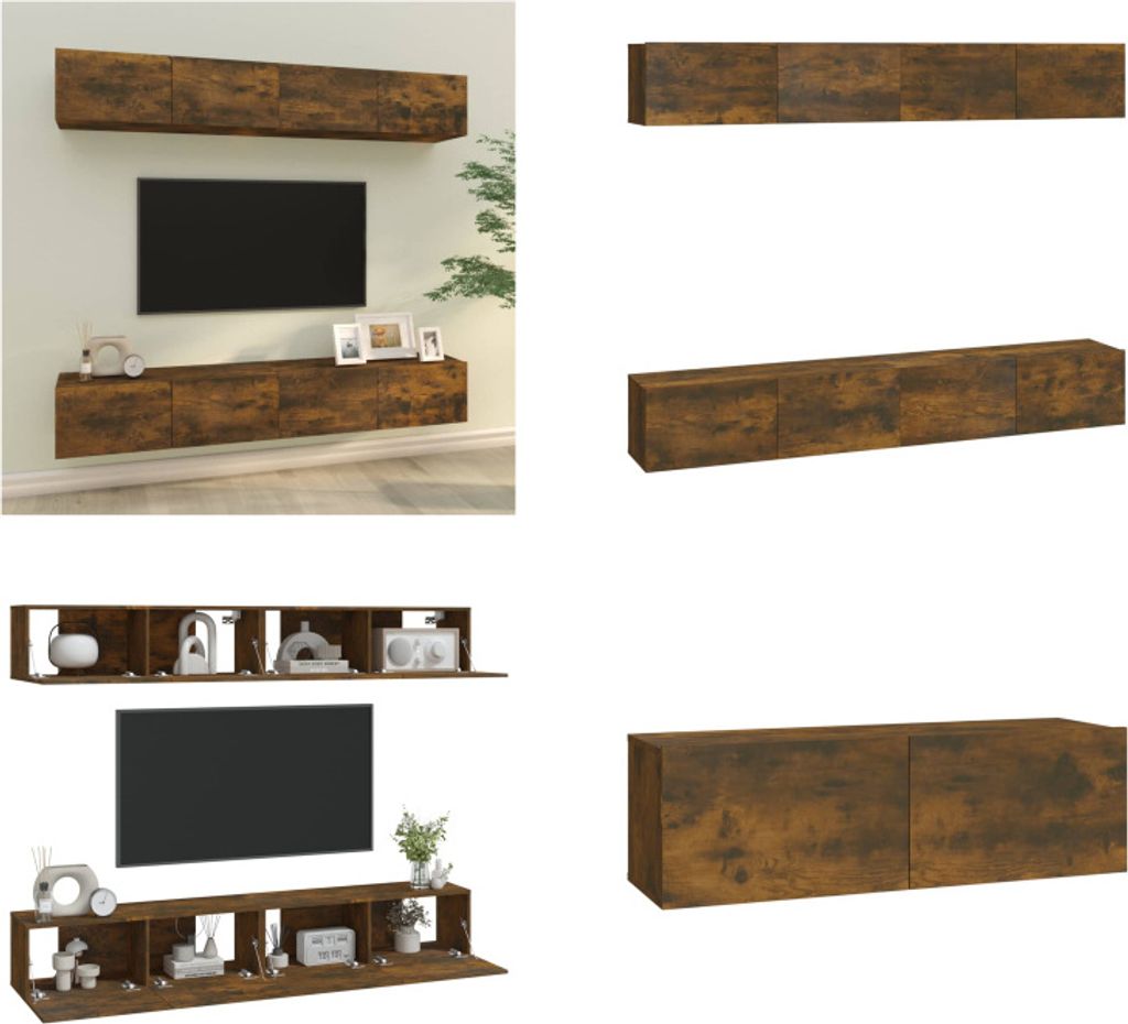 vidaXL TV Wandschränke 4 Stk. Räuchereiche 100x30x30 cm - TV-Wandschrank - TV-Wandschränke - TV-Schrank - TV-Möbel