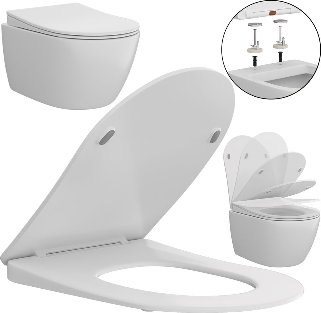 WC-Sitz mit Absenkautomatik D Form Slim Toilettendeckel Produktbild