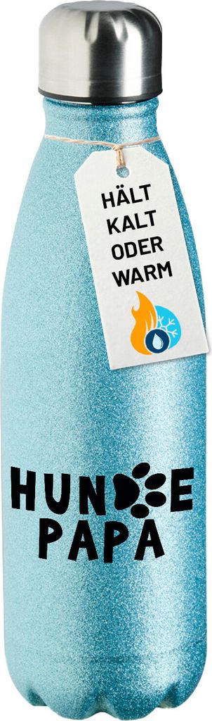 Huuraa Trinkflasche Hundepapa Tapse 500ml Blue Edelstahl Wasserflasche Trinkflasche Geschenkidee