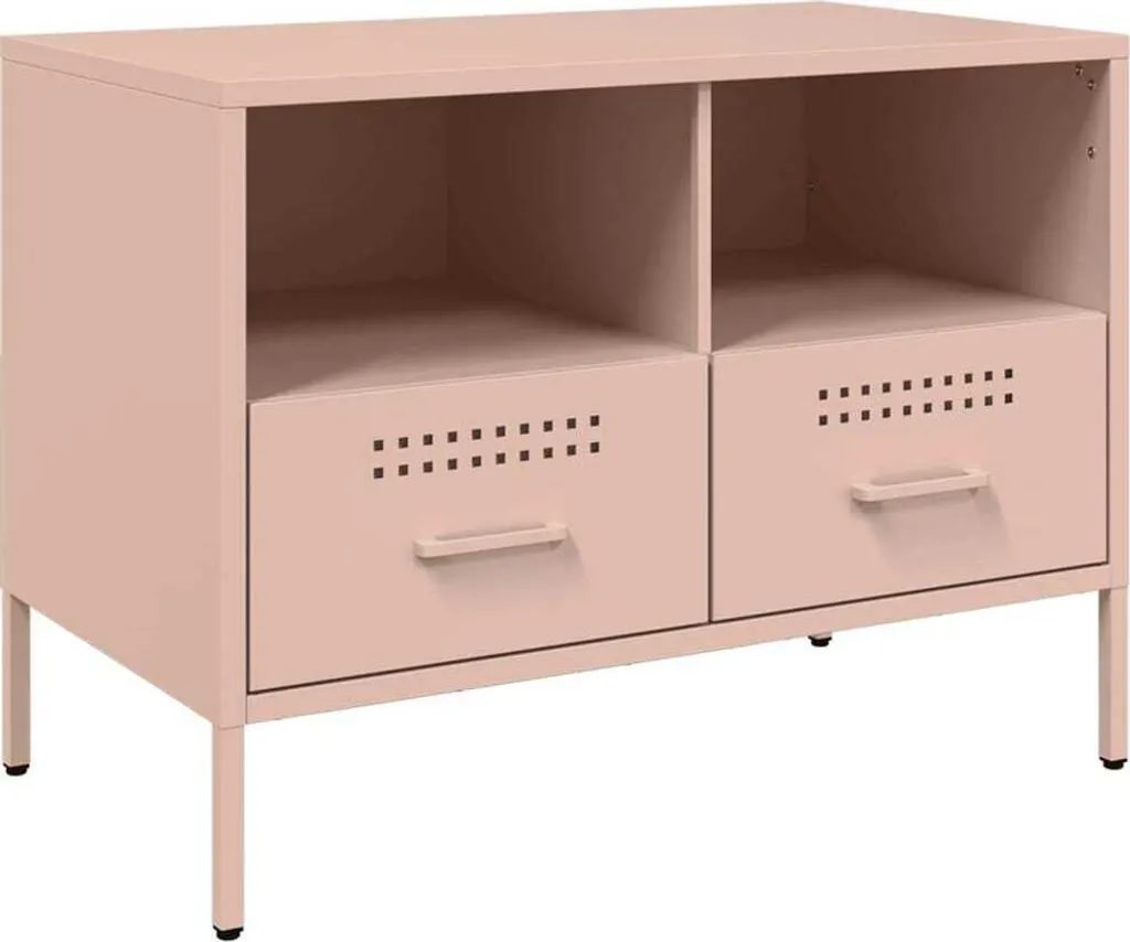 Mobile Porta TV Rosa in Acciaio 68cm | Mobiletto Stile Industriale Vintage