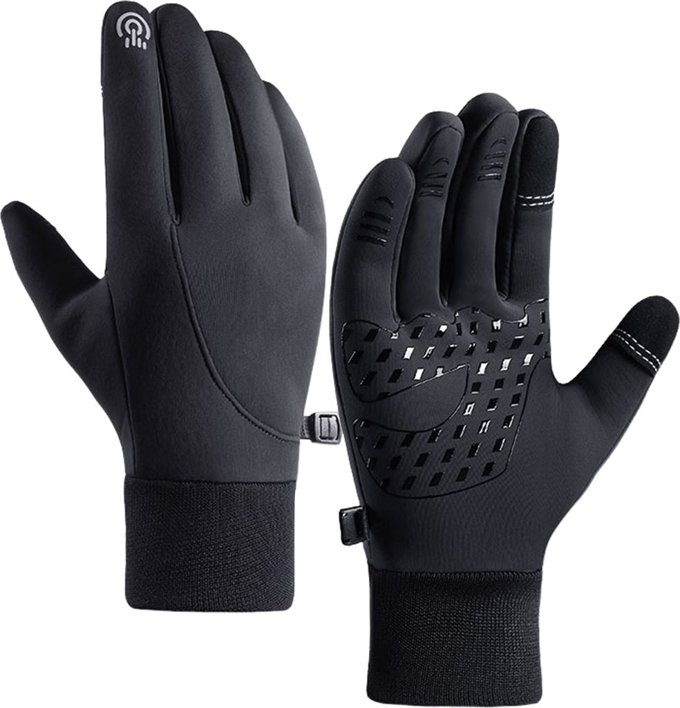 1 Paar Uni-Winter-Fahrradhandschuhe, verdicktes Plüschfutter, wasserdicht, Touchscreen, winddicht, tolle Grifffläche, rutschfest, kaltes Wetter, ...