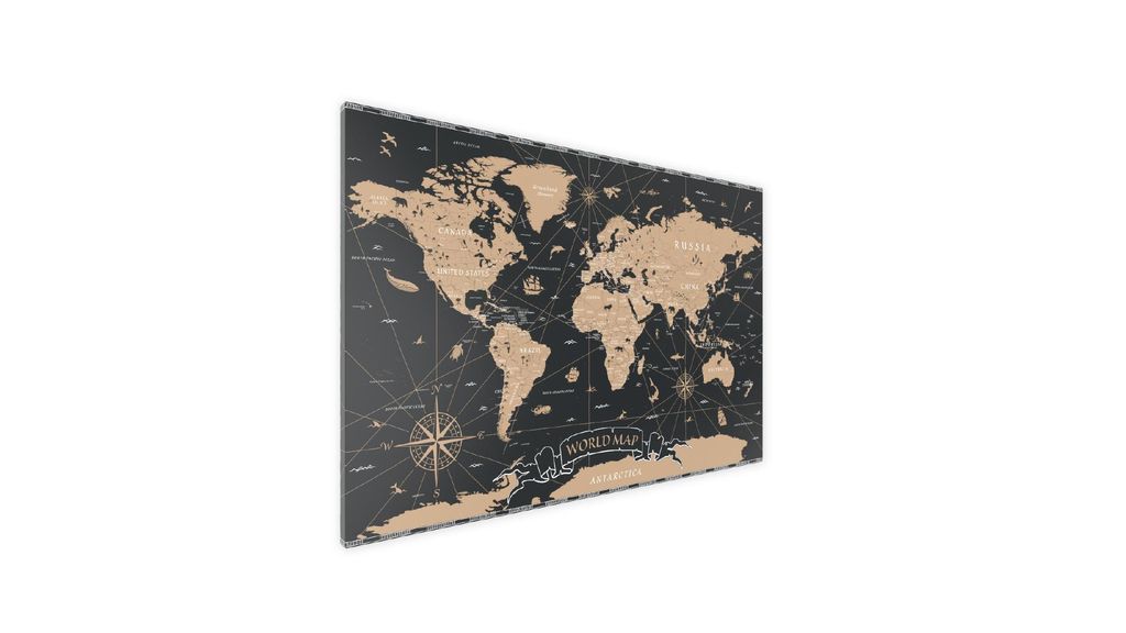 Tablica na magnesy METALboards, czarna mapa świata 90x60 cm Zdjęcie produktu 