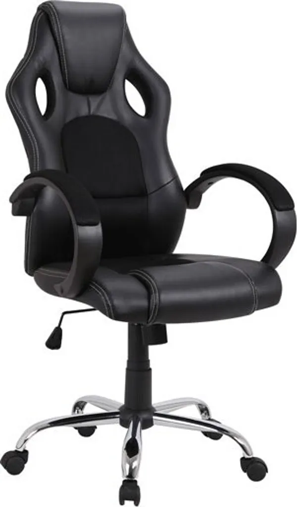 Casa Dolce JOHHNY - Chaise de bureau en similicuir noir 60x70x108 cm