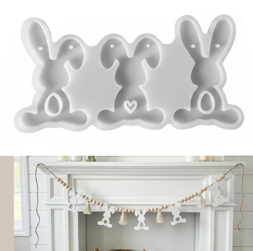 Silikonformen für Osterdekorationen, DIY-Osterhasen-Silikonform, 3D-Osterhasenform, Frühlingsform für DIY-Osterdekorationen, Bastelarbeiten, Mö...