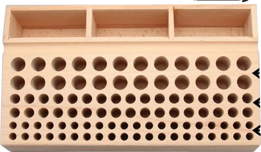 Porte-outils maroquinerie 98 slots bois massif pour rangement établi