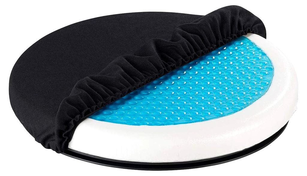 Drehkissen: 360° drehbares Schaumstoff-Sitzkissen mit kühlender Gel-Schicht