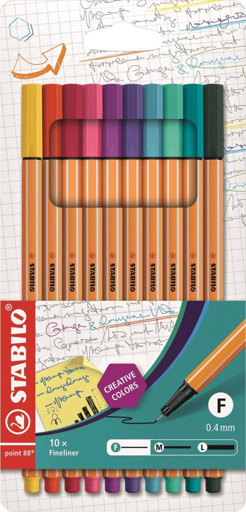 Fineliner - STABILO point 88 - 10er Pack - Sonderfarben Produktbild 
