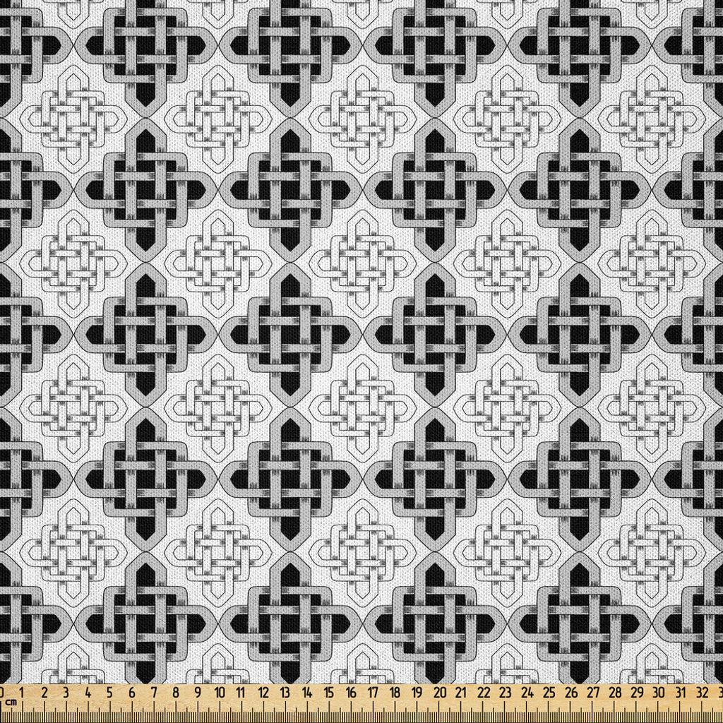 ABAKUHAUS keltisch Microfaser Stoff als Meterware , Skandinavisches Keltisches Regelmäßiges Verschachteln Verschachteltes design, 1 M (230 x 100 ...