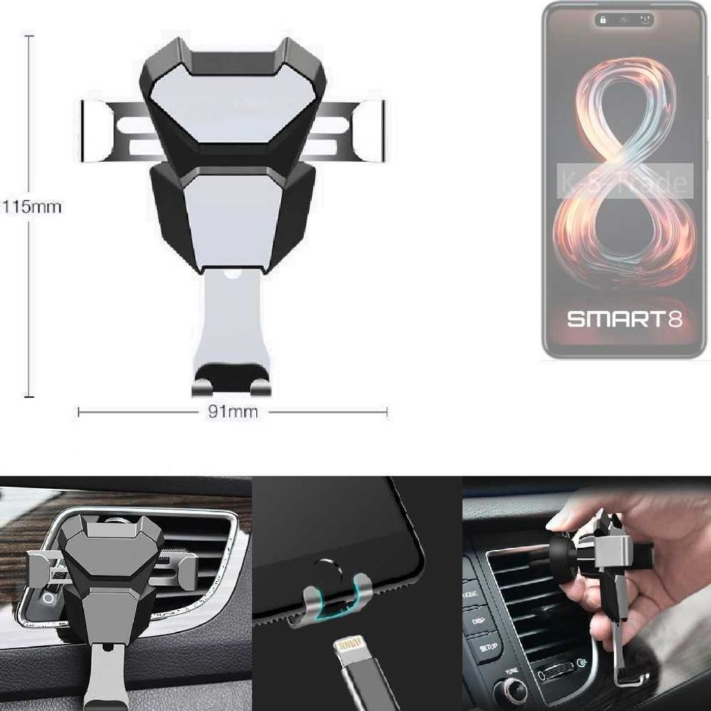 K-S-Trade Lüftungshalterung kompatibel mit Infinix Smart 8 kompakte Handy-Halterung Lüftungsschlitz Lüftungsgitter Autohalterung KFZ Auto-Halterung