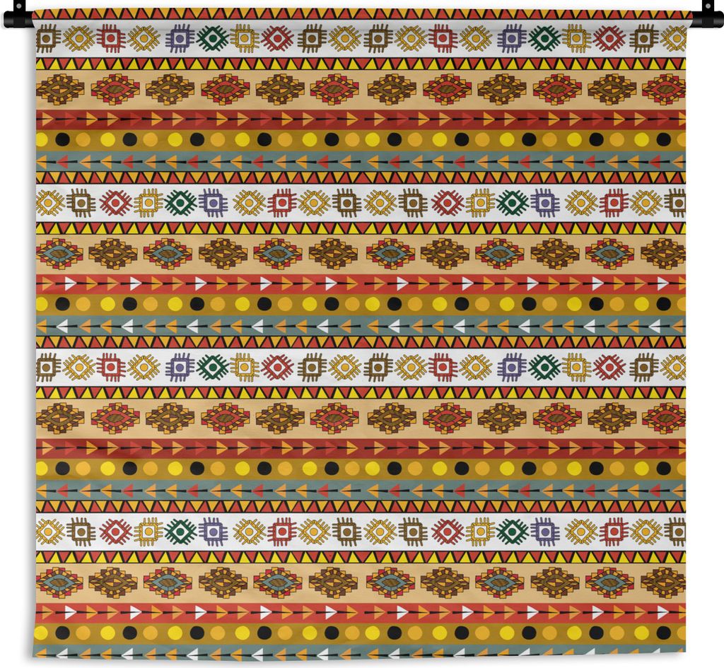MuchoWow Wandteppich Wandbehang Maya - Muster - Lateinamerika 150x150 cm Tapisserie Dekoration Wandtuch - Wohnaccessoires - Modernes