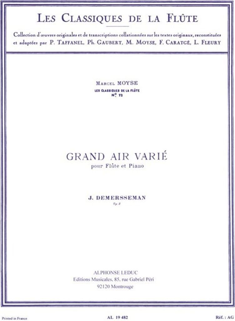 Grand Air varié op.3pour flûte et piano