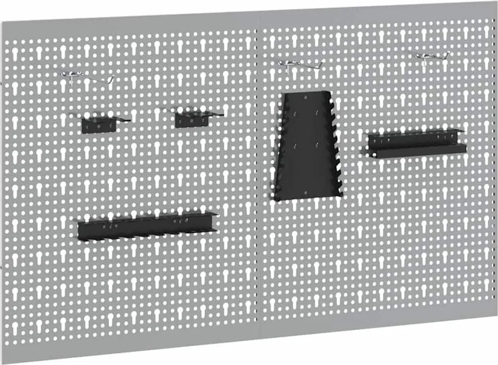 Organisateur d'Atelier Mural Gris 100x60 cm 2 Panneaux pour Outils à Main