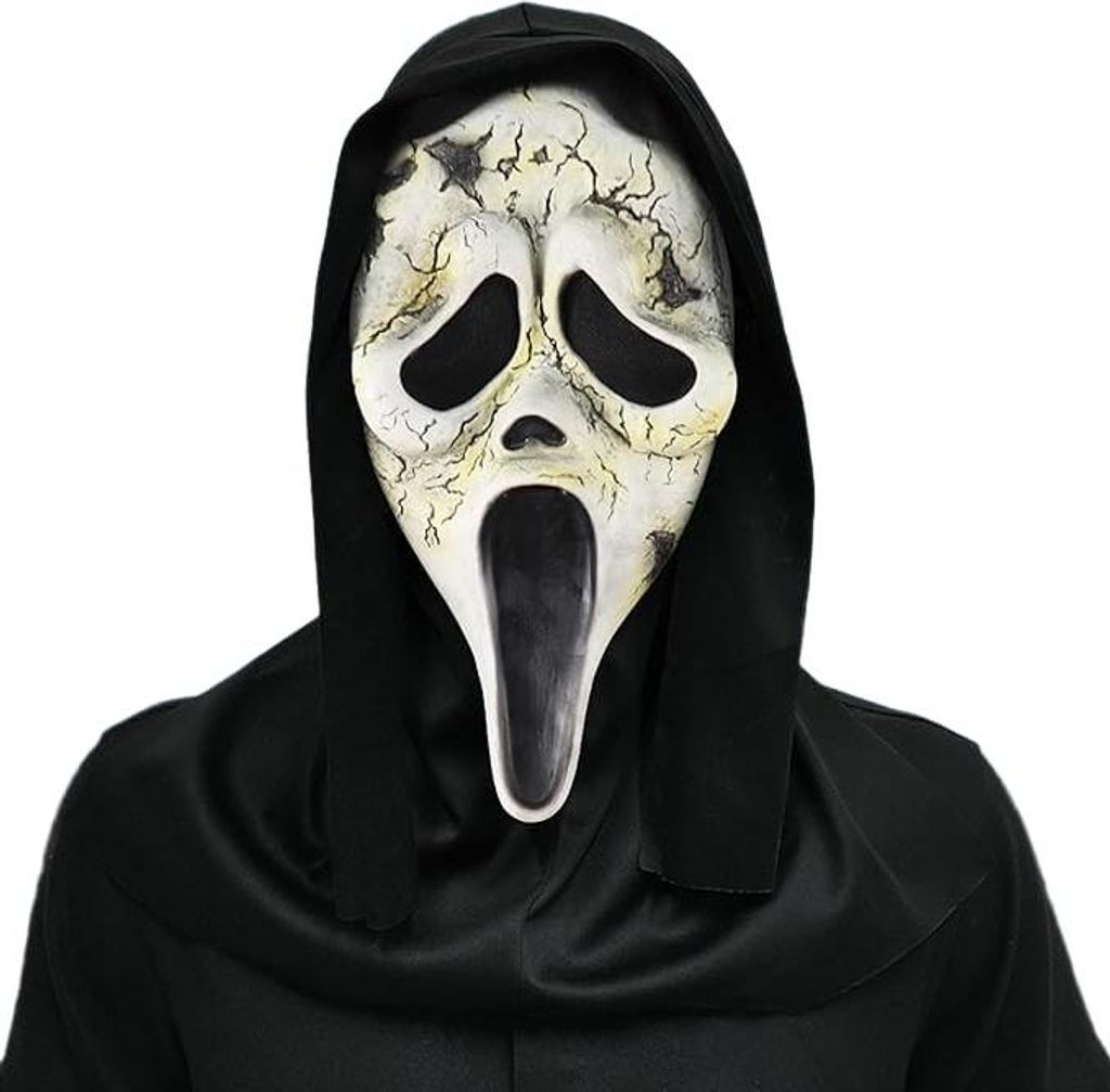 Ghostface Latex Maske mit Kapuze Verkleidung Halloween Produktbild 