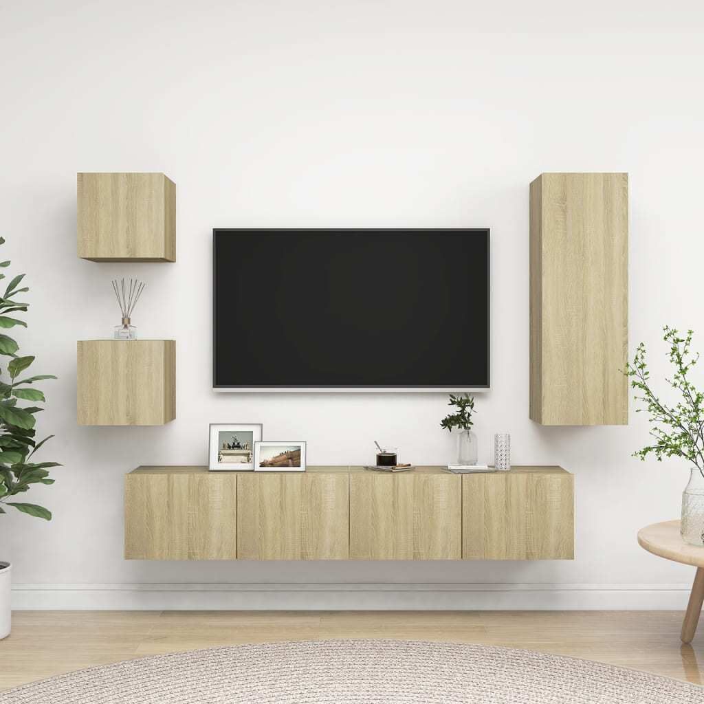 Maison Exclusive - 5-tlg. TV-Schrank-Sets Sonoma-Eiche Holzwerkstoff