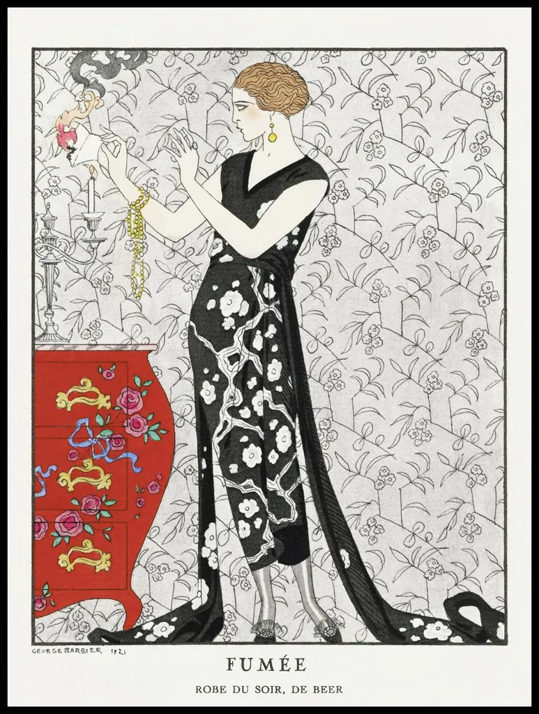 Déco Murale Salon de Coiffure Barbier - Affiche Vintage 75 x 100 cm Fumée