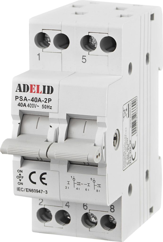 Wahlschalter Umschalter 1-0-2 40A 2-polig Reiheneinbau