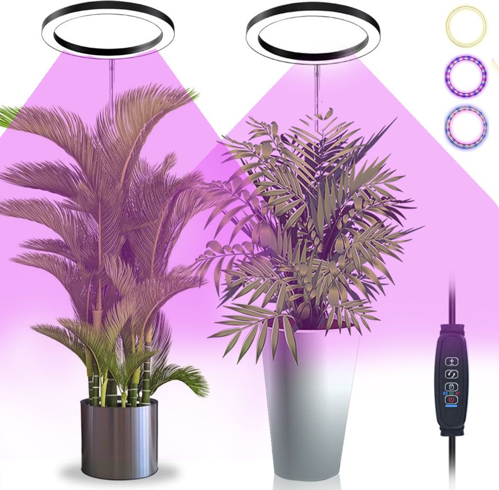 2 Stück Große Ringlicht Pflanzenlampe LED Vollspektrum, 35cm-155cm Höhenverstellbares Pflanzenlicht, 160LEDs Wachstumslampe für Große Zimmerpf...