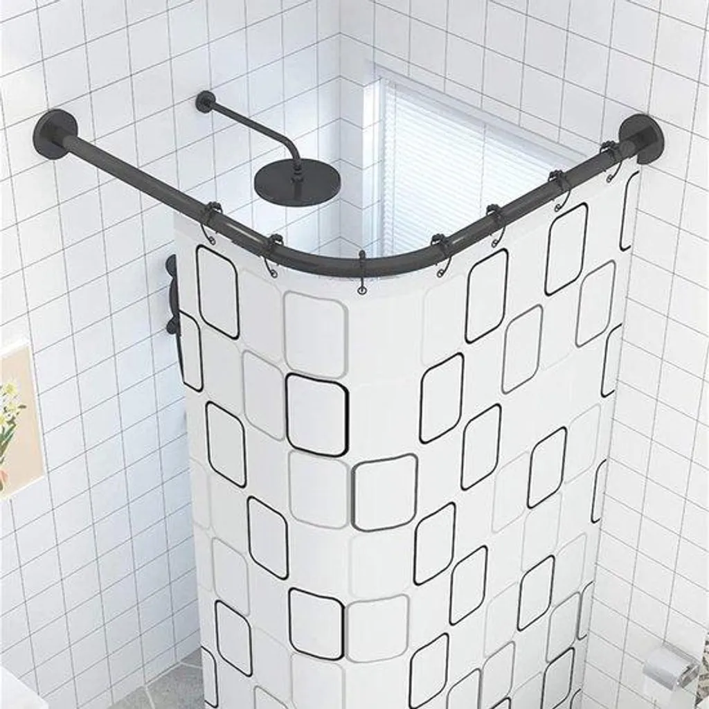 Barre de douche d'angle en forme de L extensible en inox brossé