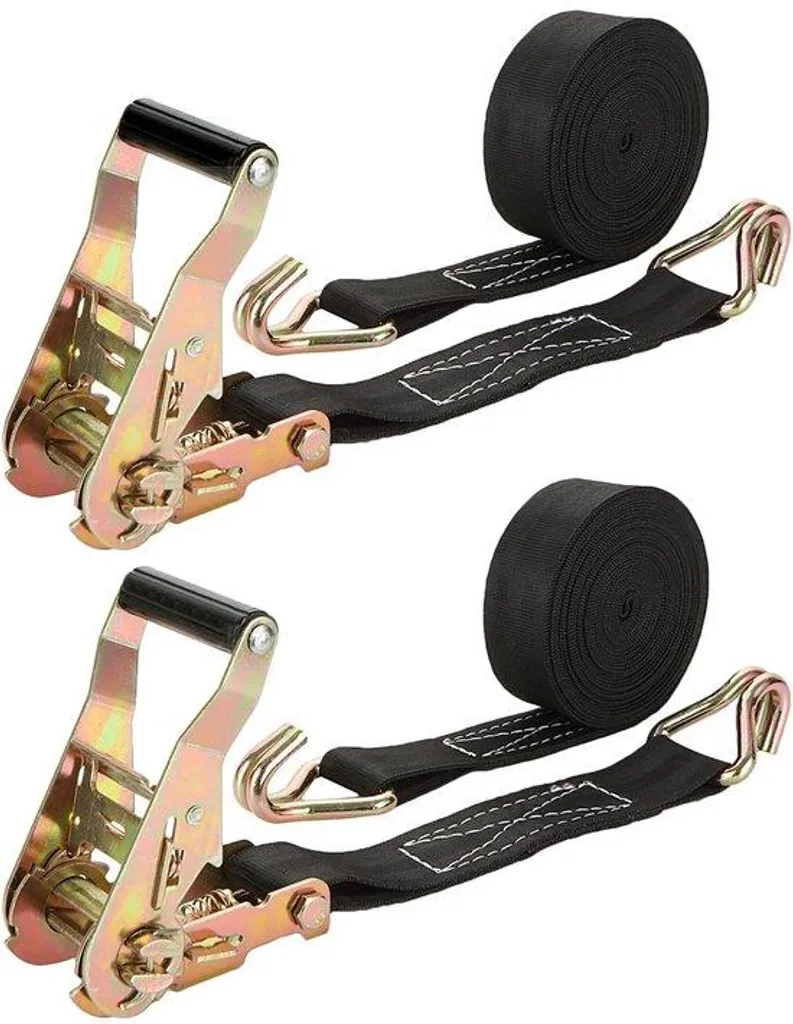 Sangle d'arrimage à crochets 6m pour camion et remorque - Lot de 2 Noir