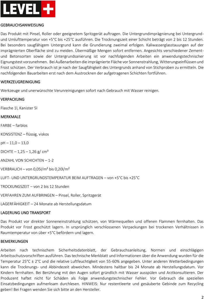 Kaliwasserglas 50L Pur Betonversiegelung Holzschutz Imprägnierung Grundierung Verfestung Unverdünnt Level+ RM01