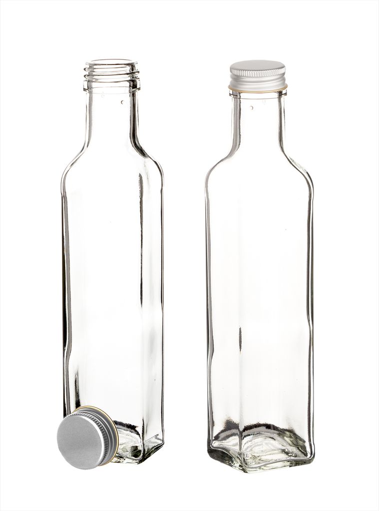 BigDean 24x Glasflaschen 250ml eckig mit Schraubverschluss Produktbild 3