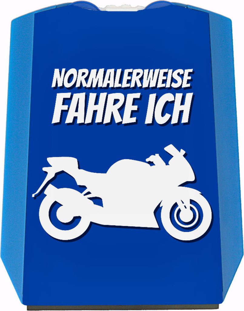 Parkscheibe mit Spruch: Normalerweise fahre ich Motorrad