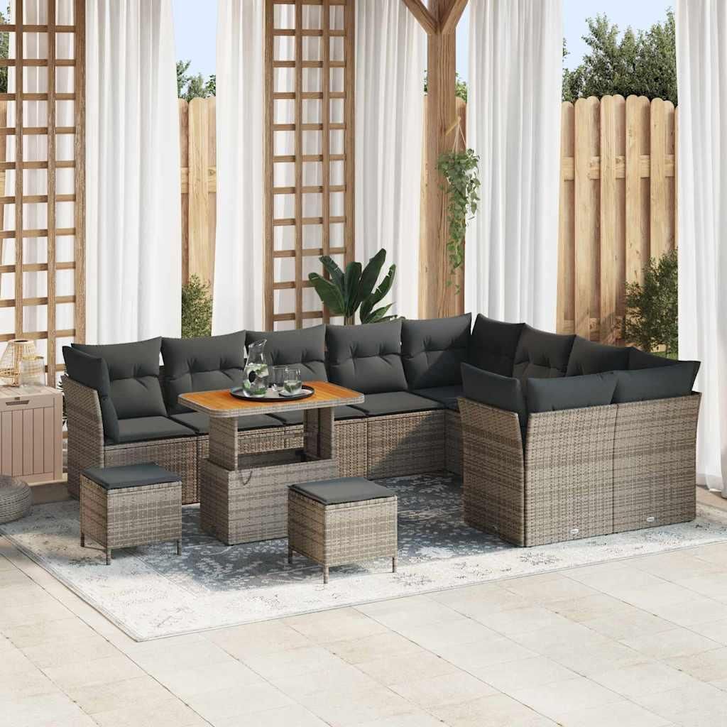 Maison Exclusive - Gartensofa-set 12 pcs Grau Poly-Rattan