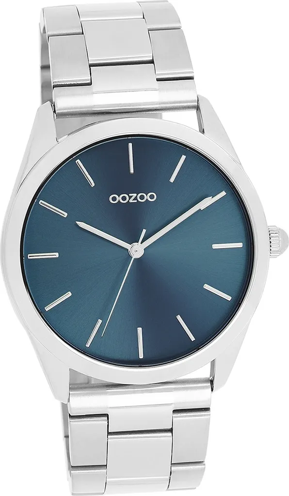 Montre mixte analogique Oozoo en argent brillant avec cadran épuré