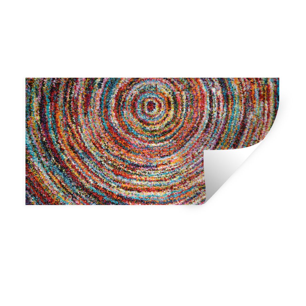 MuchoWow Wandtattoo Wandsticker Wandaufkleber Kreis - Farben - Teppichboden 120x60 cm Selbstklebend und Repositionierbar - Sticker - Dekorfolie