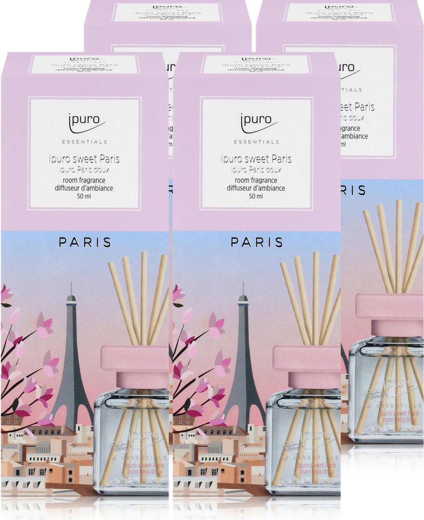 Ipuro sweet Paris Raumduft 50ml - Duftöl Raumduft Lufterfrischer (4er Pack)