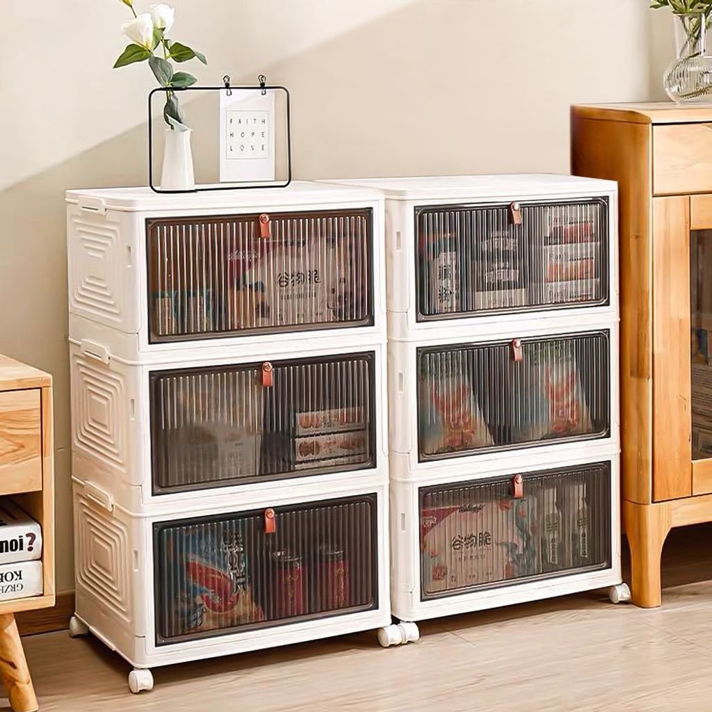 6er Pack Aufbewahrungsbox mit Deckel Groß 20L*6 Stapelbare Kunststoff Faltbare Aufbewahrungsbox für Küche,Büro & Wohnzimmer 64x28x39cm