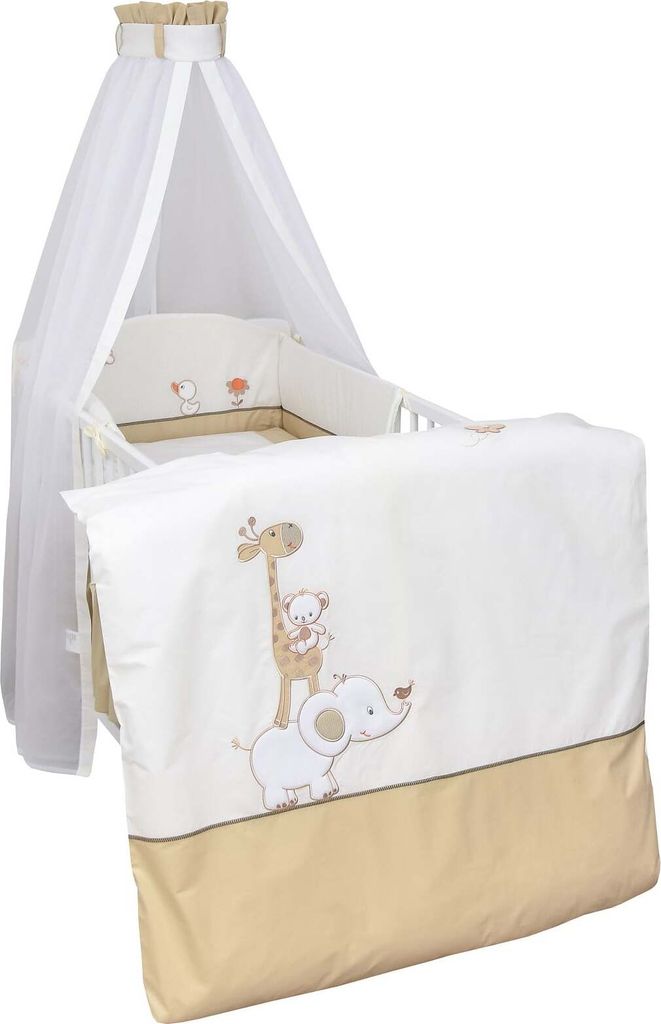 Baby Delux Baby Bettwäsche Bettset 4-tlg Bettausstattung Nestchen Himmel mit Stickerei Zirkus beige