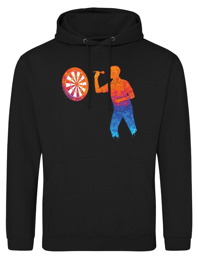 Huuraa Uni Hoodie Darts bunte Silhouette XXL Deep Black Vegan Sweatshirt Geschenkidee