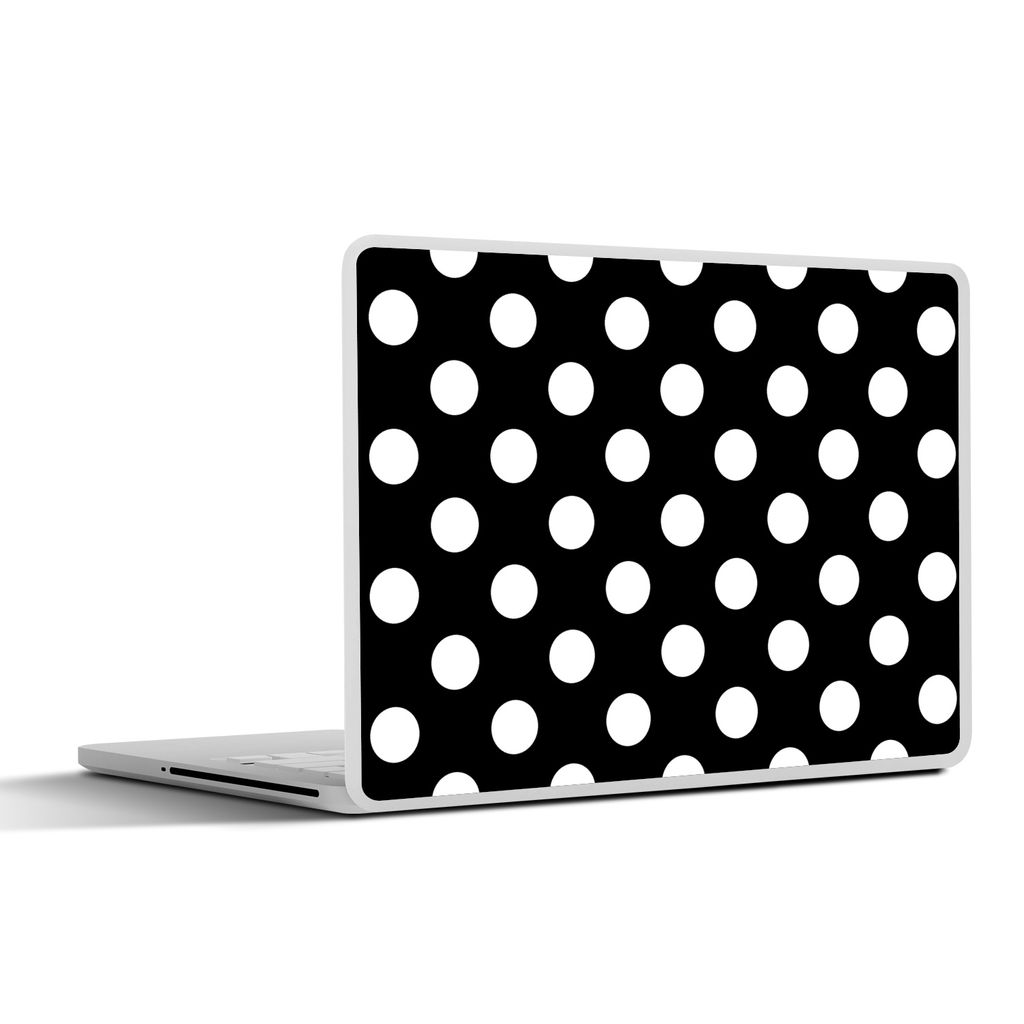 MuchoWow Laptop Aufkleber Sticker Cover Polka dots - Muster - Schwarz und Weiß 32.5x23.5 cm - Sticker für Laptop - Selbstklebend