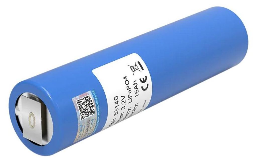 LiFePO4 Akku Zellen 3,2V - 33140 15Ah Grade A - 24 Stück Set - Für DIY 12V 24V 36V 48V Batteriepaket - Solar Hausenergie Speicher