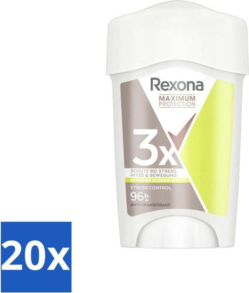Rexona - Deodorant Stick - Maximum Protection Stress Control Dry - Gegen Stressschweiß - 45 ml - Vorteilspack - 20 Stücke