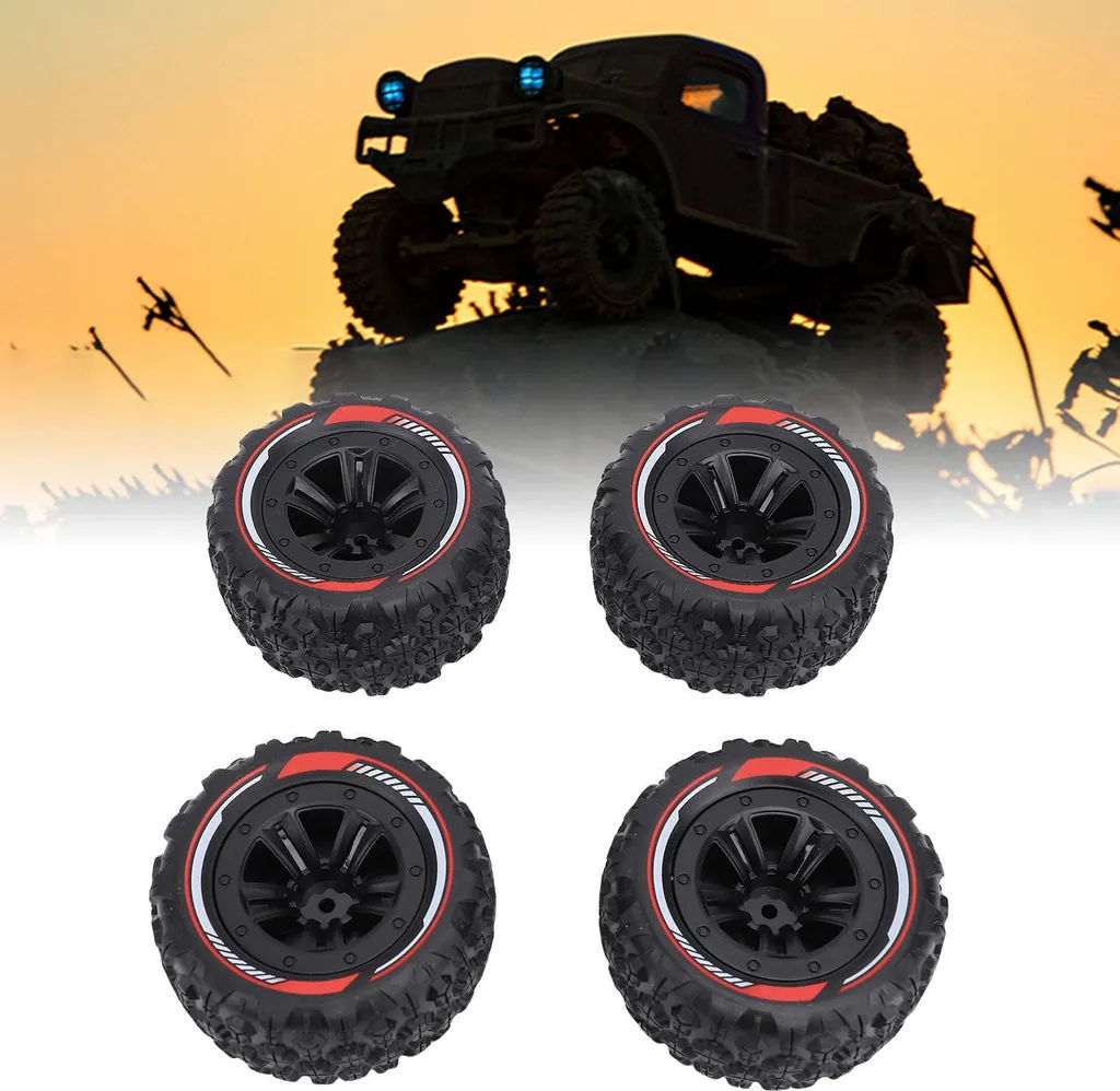 Pneus RC Hexagonaux 12mm Haute Traction pour Terrains Difficiles Noir