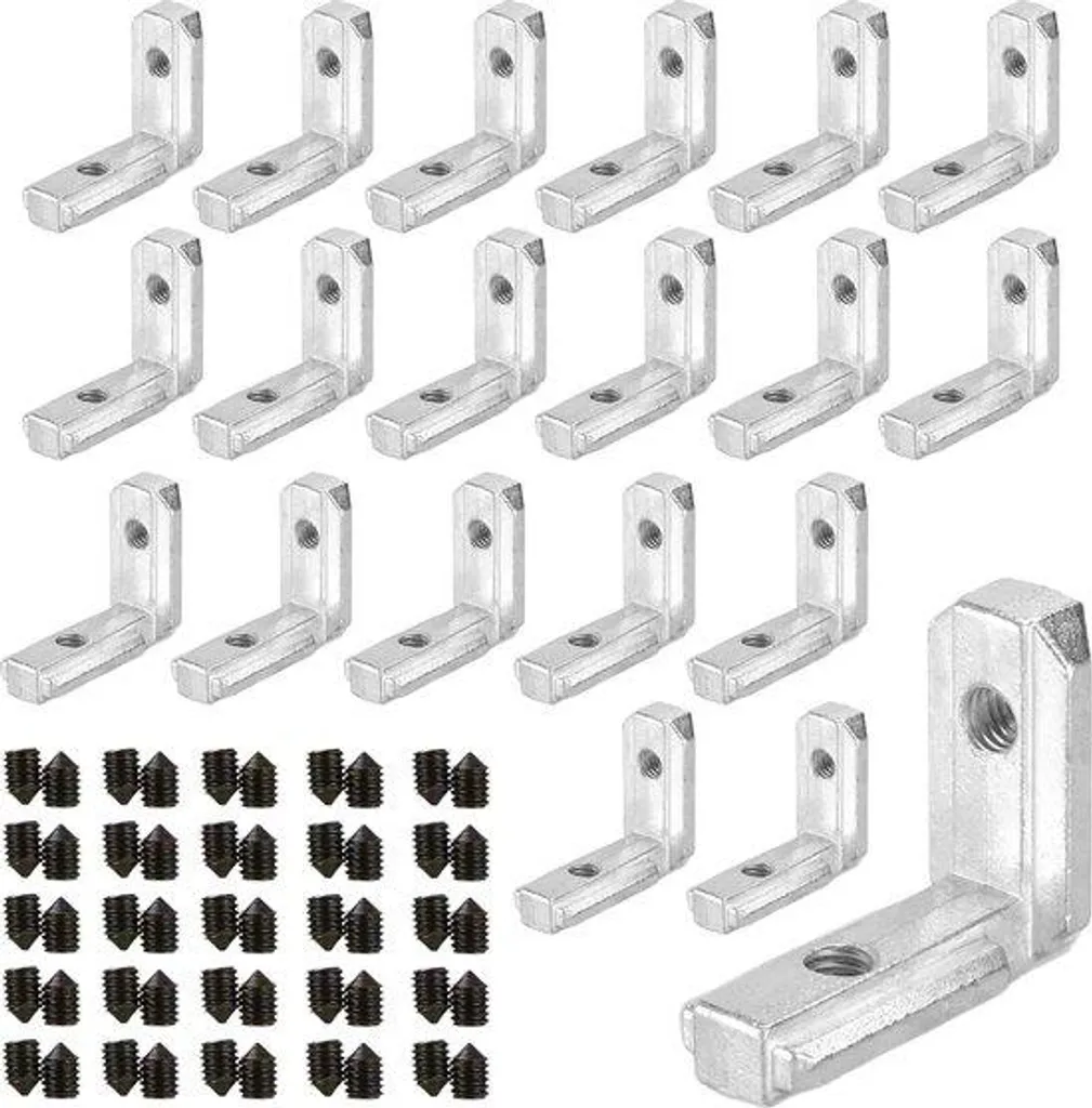 Fixation profilé aluminium sans perçage : 20 raccords d'angle 90° M6