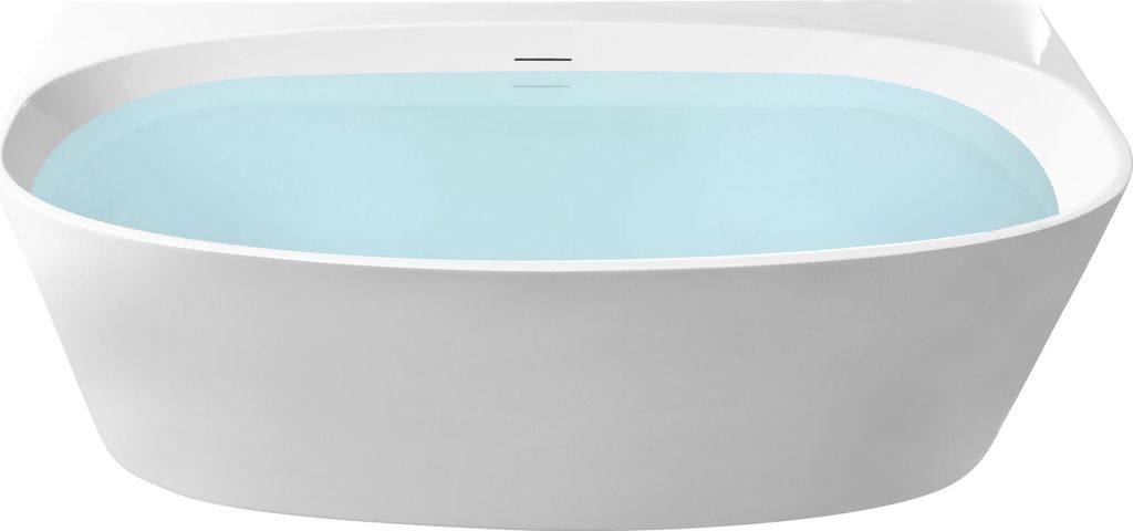 BELIANI Badewanne Weiß Acryl 150 x 79 cm Oval Modernes Design Wandbadewanne Vorwandbadewanne Badezimmer
